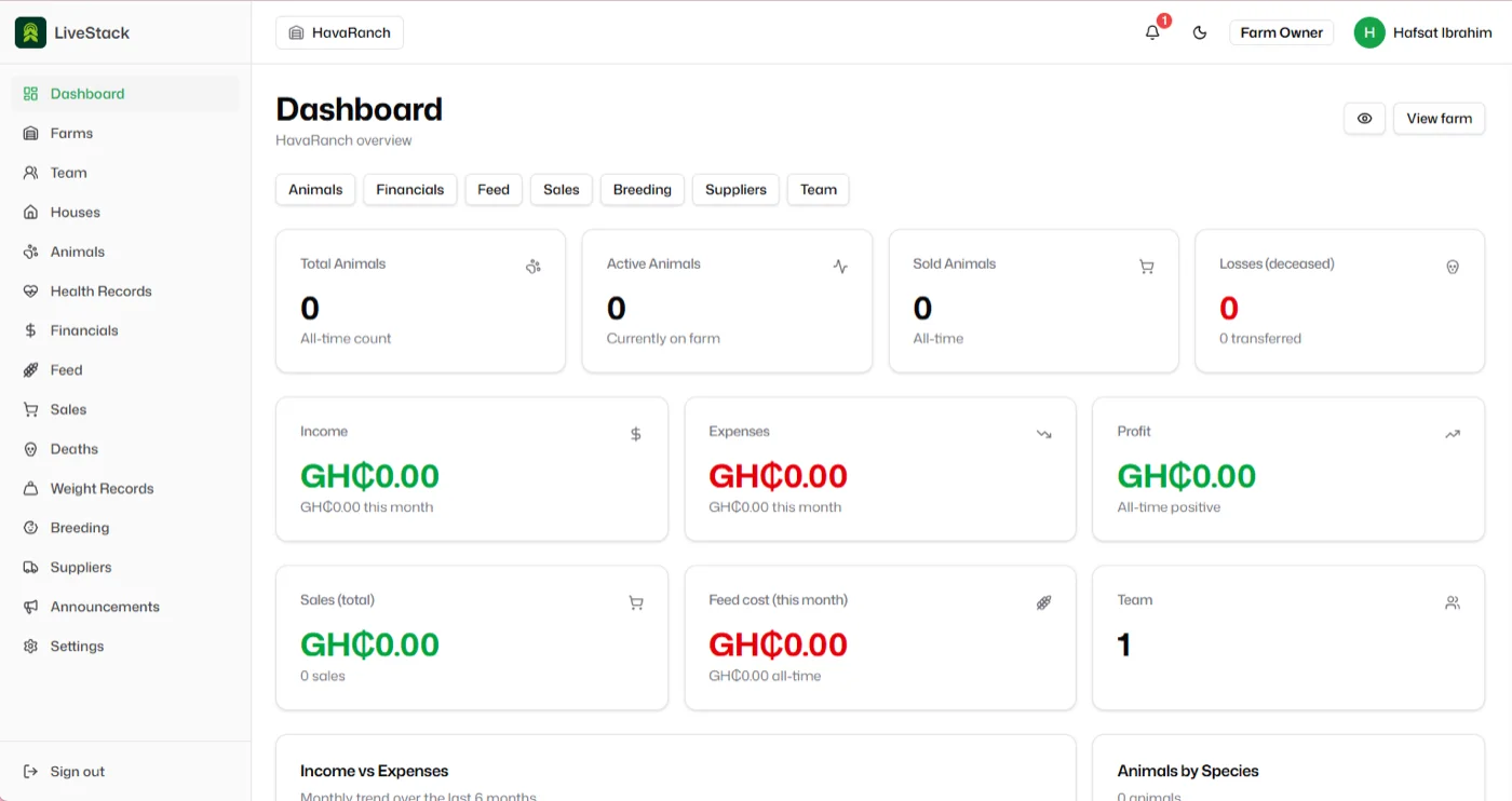 LiveStack web dashboard